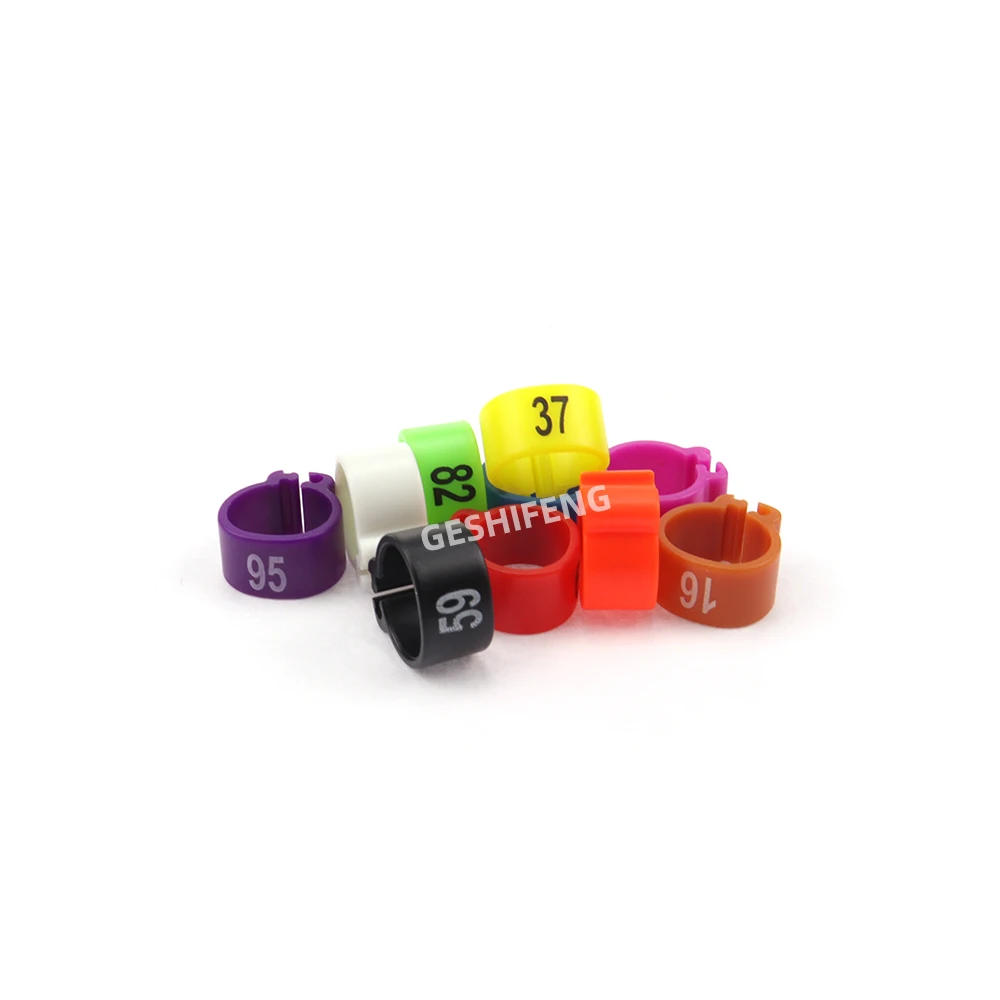 100pcs 1 Box 8mm 9mm Inner Diameter Identification Bird Rings Plastic Clip Pigeon Ring With Numbers 1-100