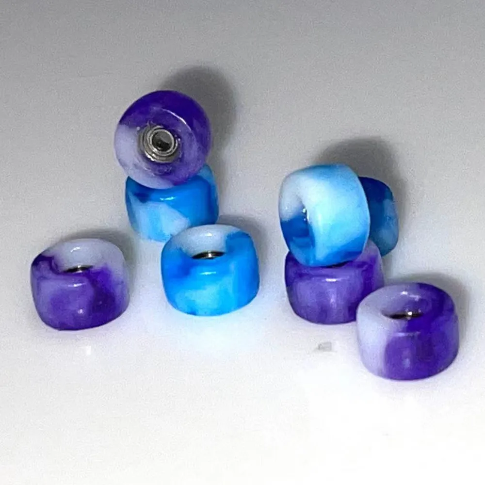 Purple white handmade fingerboard wheels