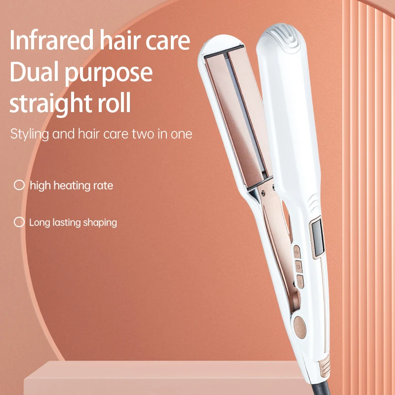 Hot Hair Straightener Professional Curling White Private Label Hair Iron Flat Iron Led Display Infrared LCD Display hair curler