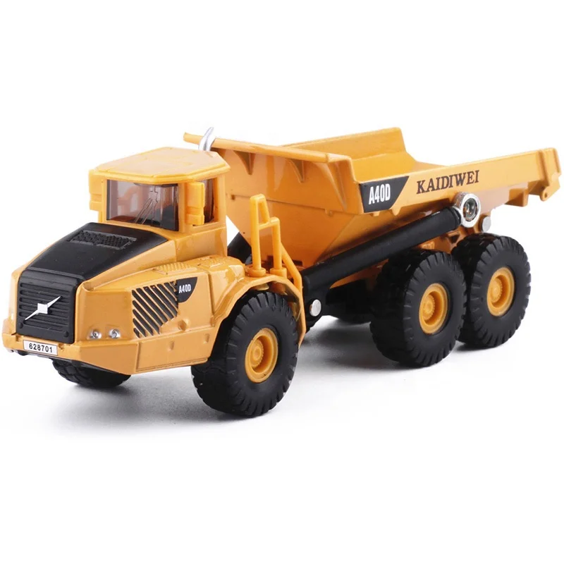 KDW 628701 Kids Diecast Alloy Dump Truck Toy 1/87 Scale Metal Mini Dumping Construction Truck Model Vehicles For Gifts