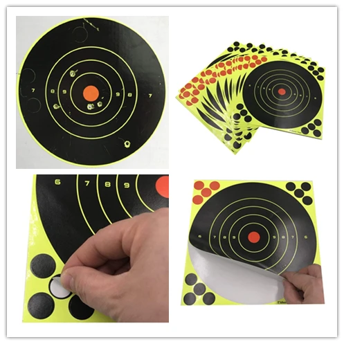 8 inch Splatte Reactive Self Adhesive Shooting Targets with Florescent yellow