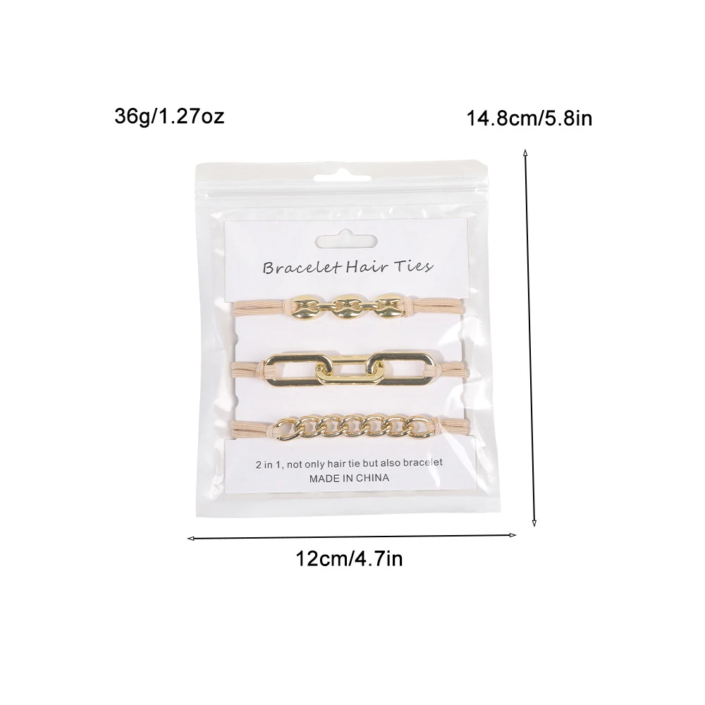 Custom Metal Chain Rubber Band High-Quality Electroplating Alloy Hair Rope Hair Ring Bracelet Hair Tie
