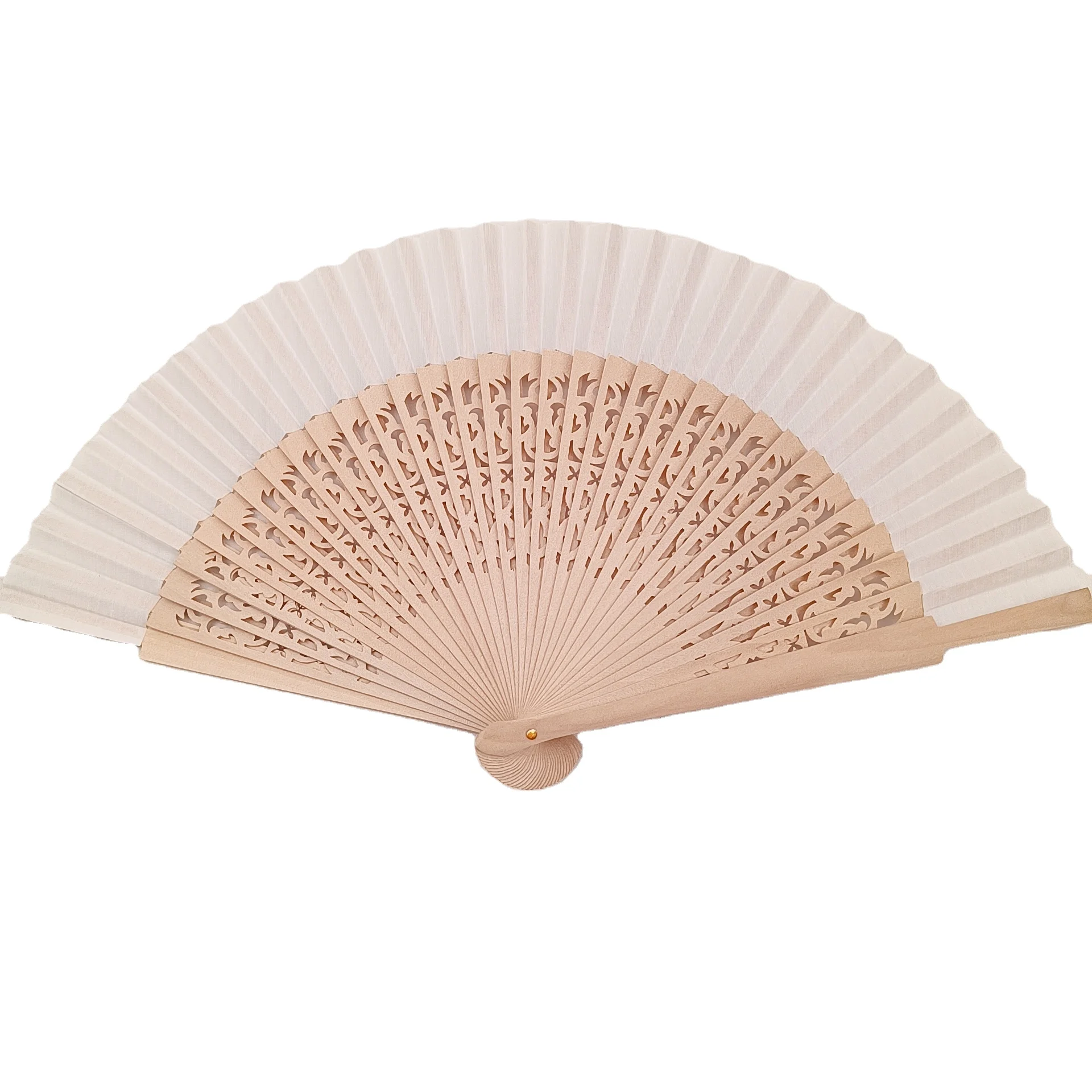 ready to ship wholesale woman hand fan natural wooden fabric fan party rave handhold fan for woman