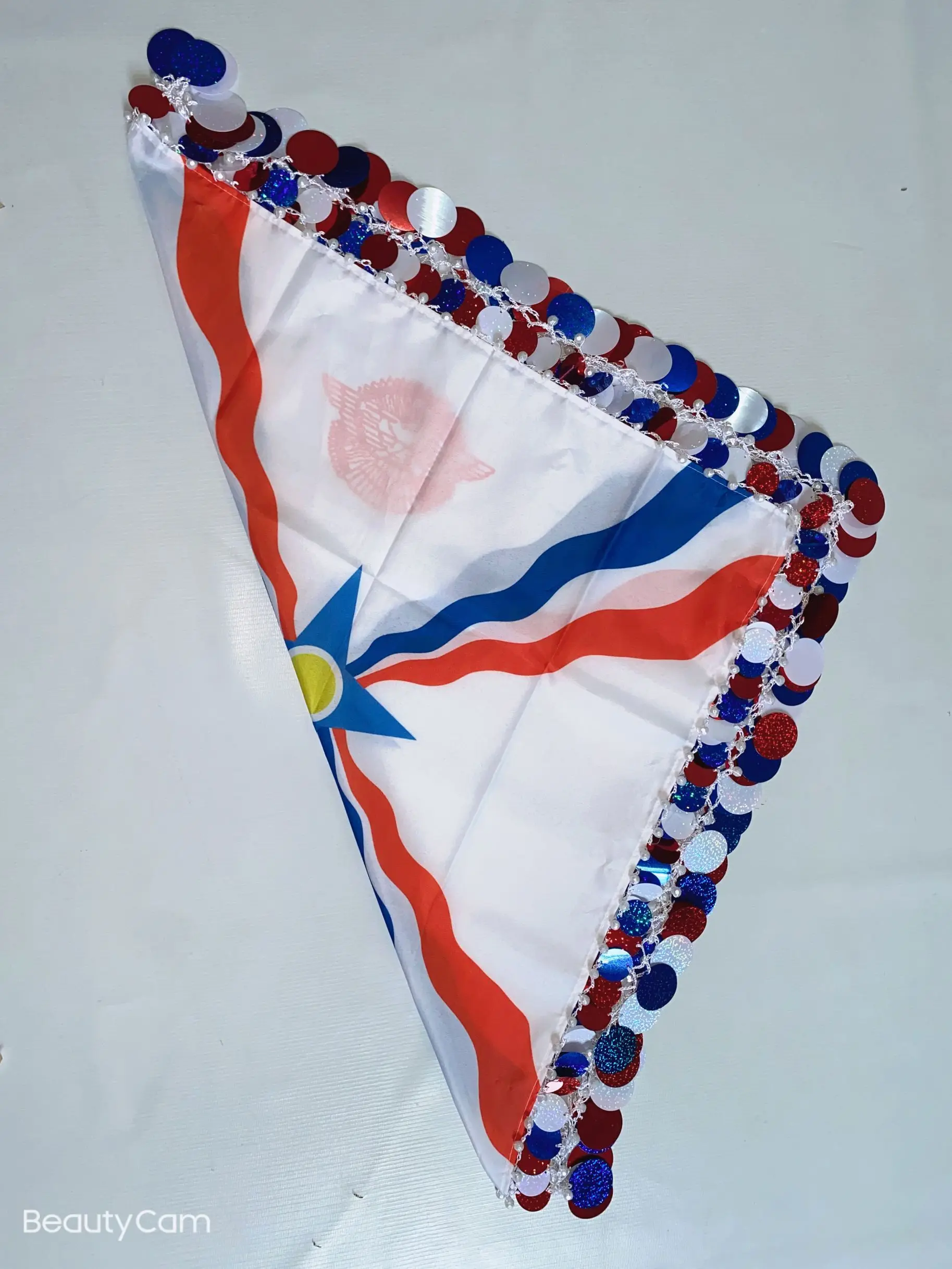 Shine Multicolored Laser sequins Dacron assyrian flag yalikhta Square Scarf Hand kerchief for Wedding Accessory