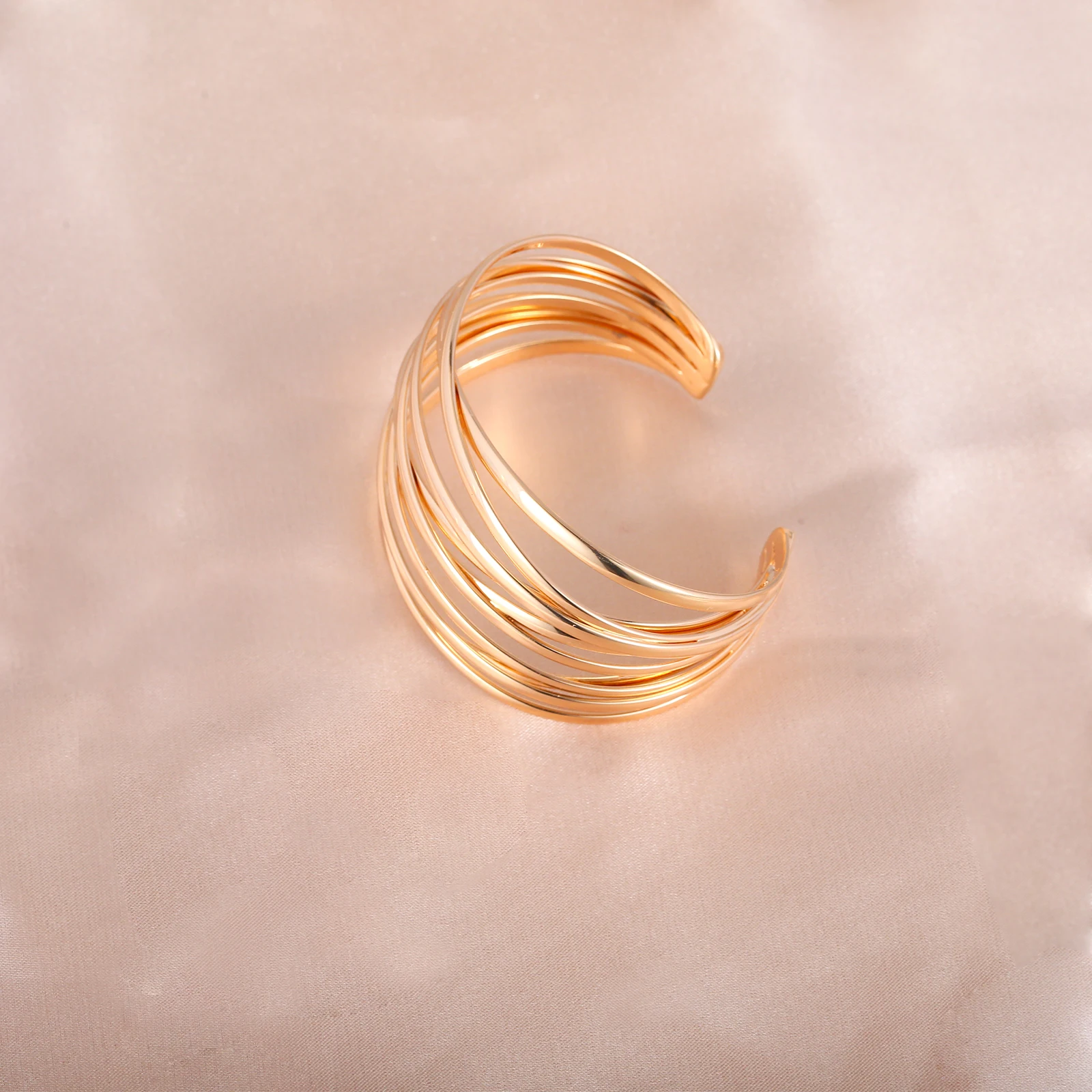 European and American chunky multi-layer cross opening bangle copper 18k real gold silver plated fashion bracelets & bangles