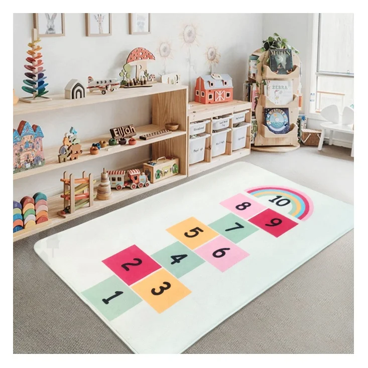 Skin-friendly Game Hopscotch Rug Kids Carpet Children Educational Play Mat Room Decor Crawling Mat for Kidsroom