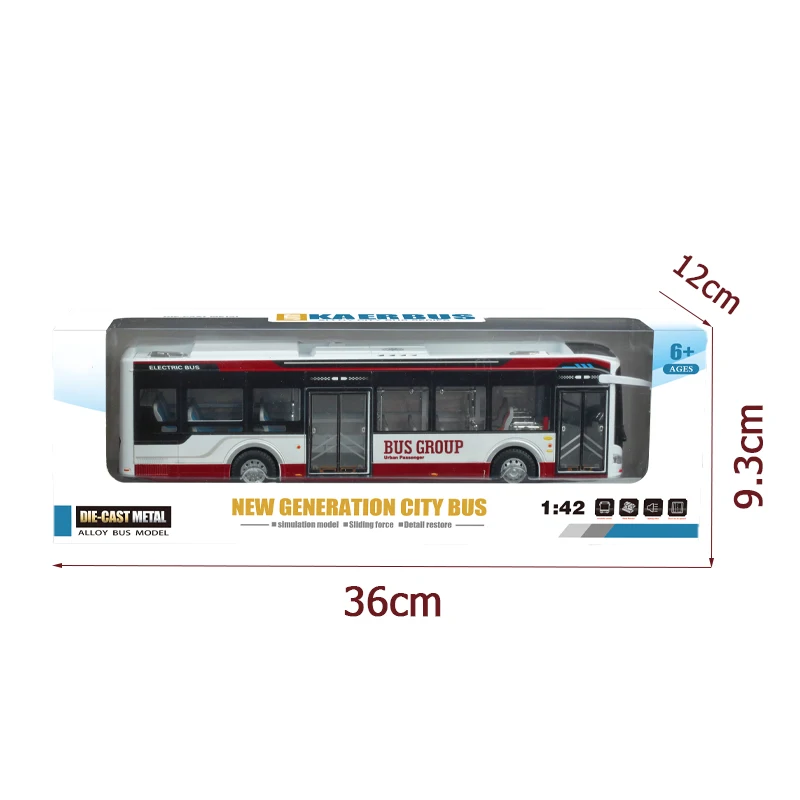 QS Low Price 1:42 Scale Alloy Kids Educational Toys Vehicle Metal Friction Function City Bus Die Cast Model Car Toys With Lights