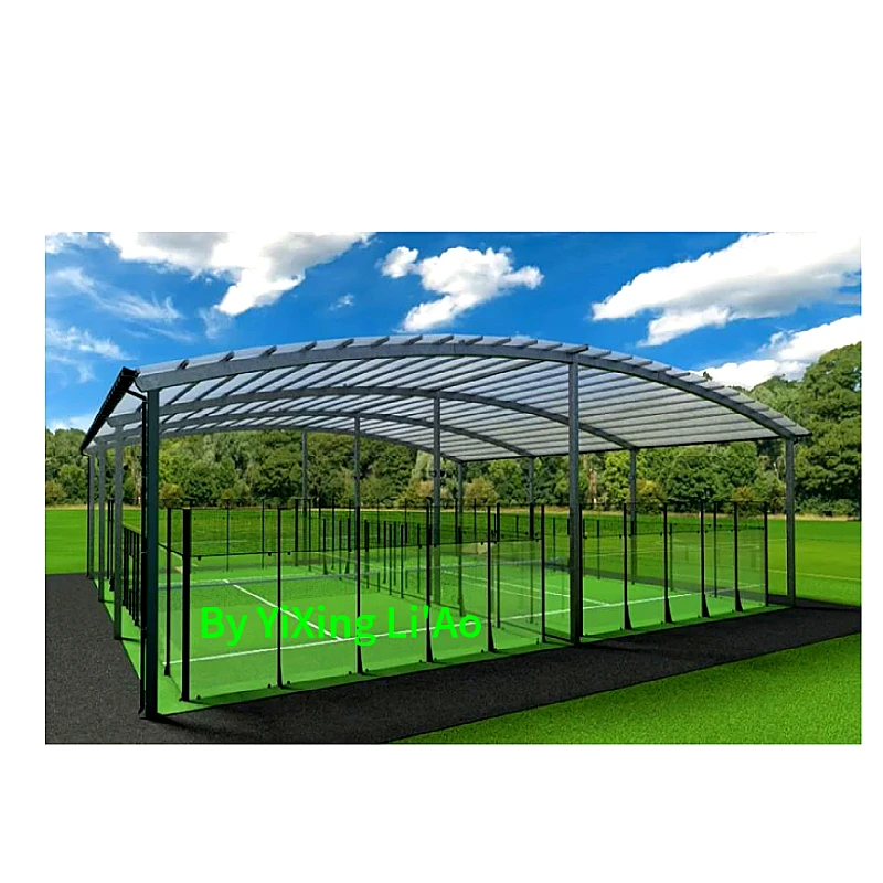 Chinese Golden supplier 3mm thickness galvanized poles panoramic padel court for tennis sport padel with roof or without