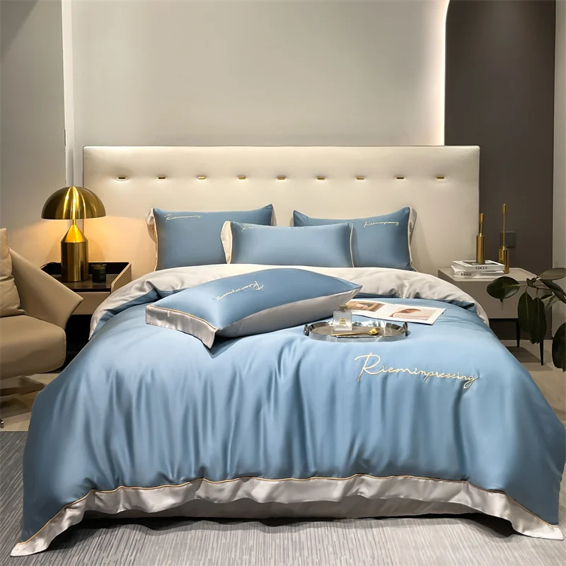 High Quality Satin Bedding Set 100% Polyester duvet cover bed sheets 4pieces home bedding set