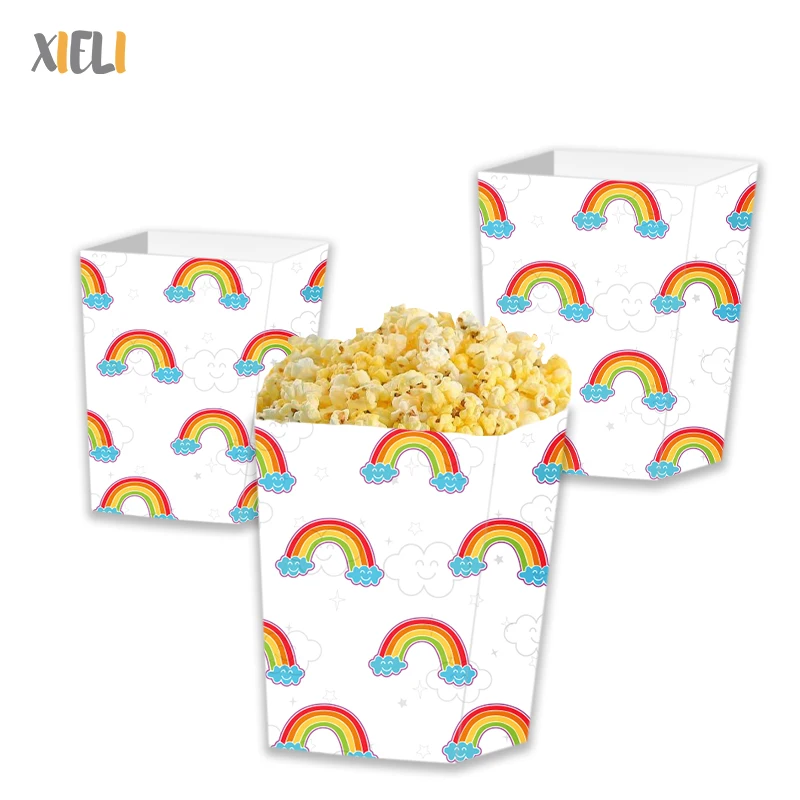 Xieli Happy Birthday Decoration Rainbow Custom Popcorn Bucket
