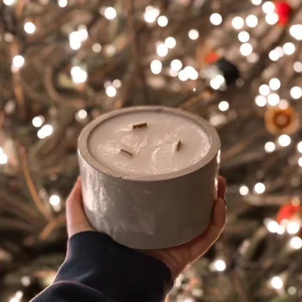 Organic Large Handmade Concrete Candle
