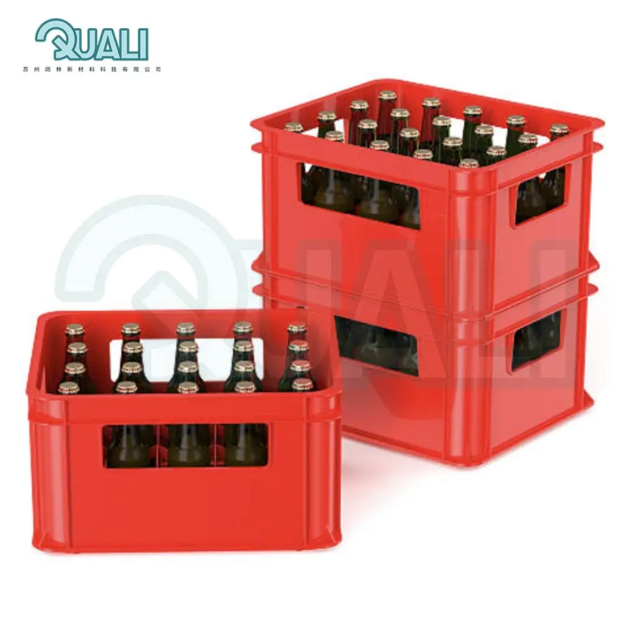 Quali Stacked Full Beer Crates Drinks Market Storage Crate Box For Soft Drinks