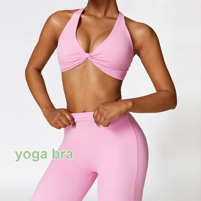 CWX8449 Naked Feeling Tight Yoga Twist Bra Outdoor Running Cross Back Sports Bra