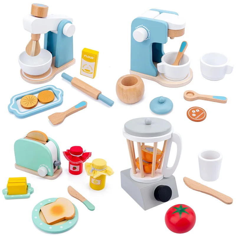 2021 Toy Pop up Toaster Small Kitchen Wooden Play With Accessories Fun For Girls And Boys 2 to 4