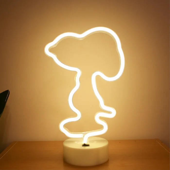 Creative Animals USB/Battery Powered Mickey Bear Clover Desktop Night Lamp Led Dog Neon Sign For Party Kids Bedroom Table Decor