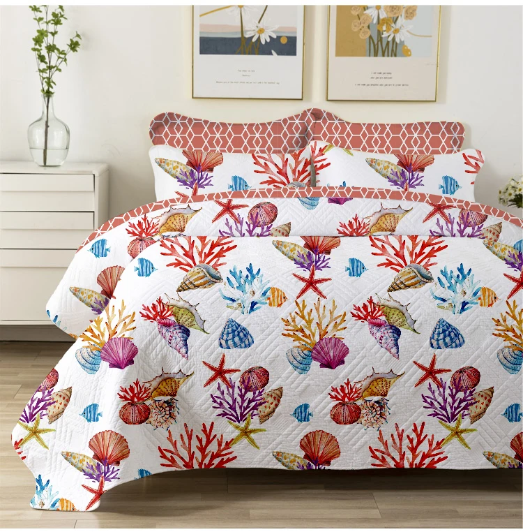Aoyatex quilt bedding cover bedspread on bed for king size customized printed bedspread