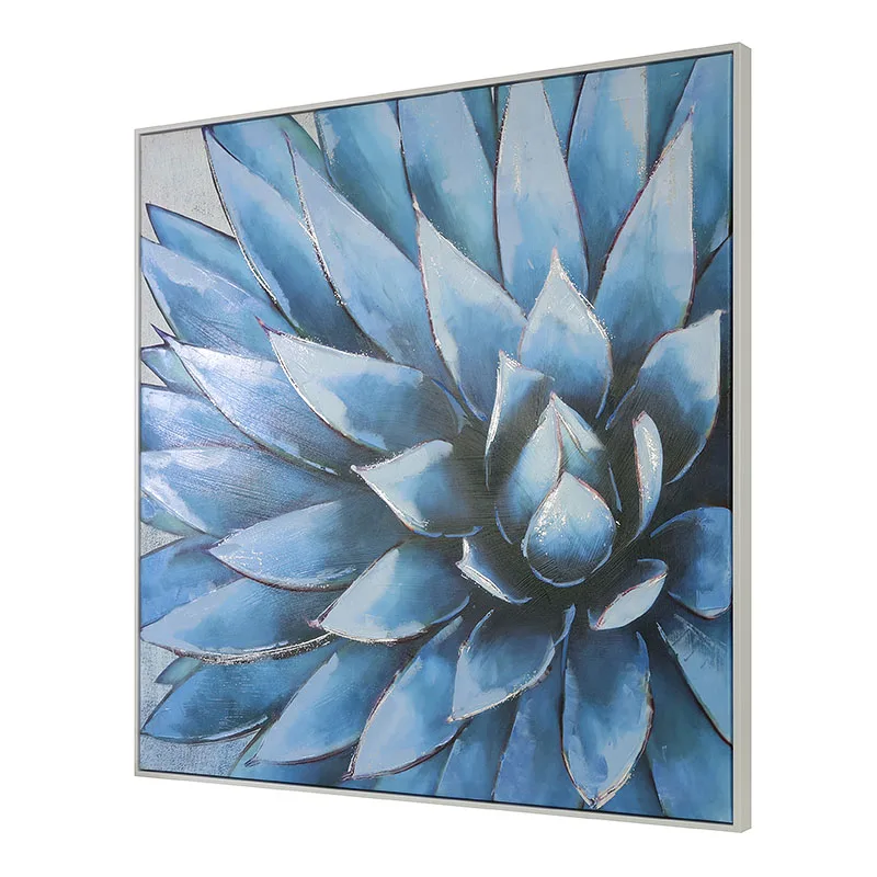 Living Room Decor Canvas Hand Painted Wall Art Floral Art Prints Blue Wall Painting