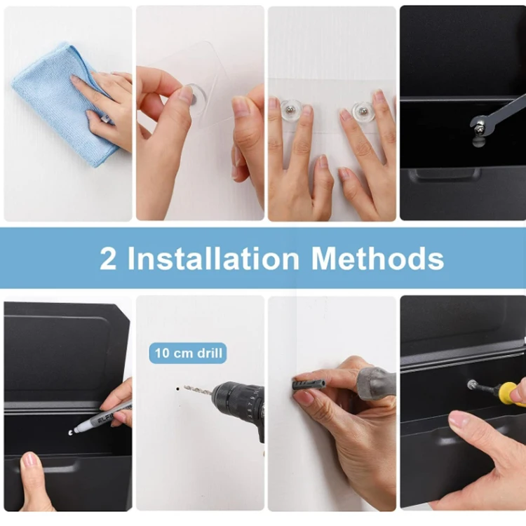 Jutye Bathroom Modern Style Black Phone Shelf Lid Storage Box Toilet Paper Holder With Storage