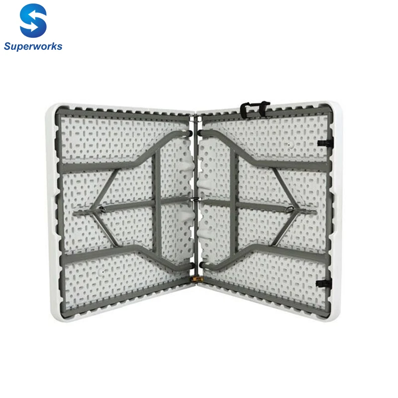 Folding Table, Indoor Outdoor Heavy Duty Portable Folding Square Plastic Dining Table w/Handle, Lock for Picnic, Party, Camping