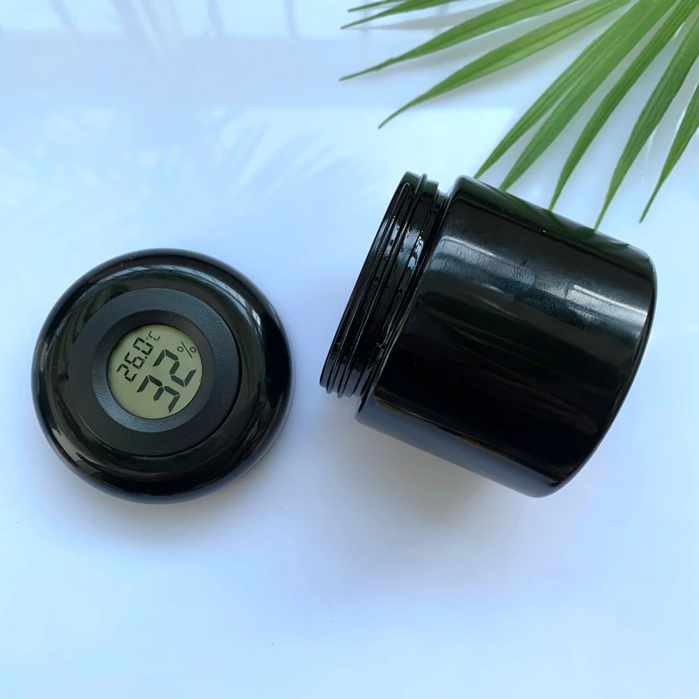 Hygrometer moisture Thermometer cover 500g 80g 50g 1000ml 16oz Hay drugs flower jar with black glass bottle jar