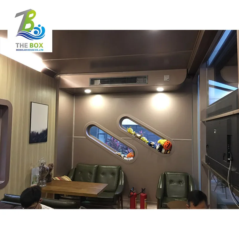 China one floor prefab container house with fence white Modular Prefabricated house office shop cafe