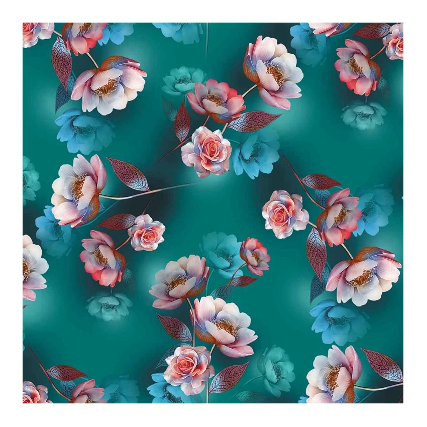 polyester the spot hands feel soft chiffon crepe cleck flower  design 200480 digital print for womenswear garment fabric