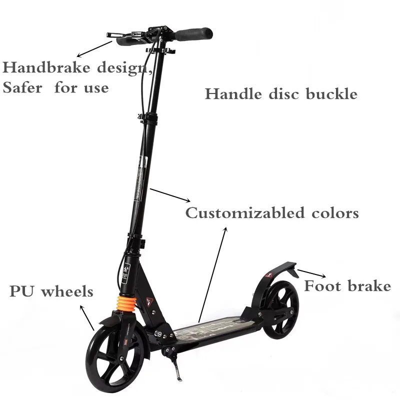 2024 hot selling 200mm adult kids kick foot scooter with handbrake high quality competitive price adult kick scooters