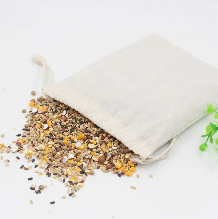 
White Cotton Hemp Organic Cotton Gift Drawstring Bag Drawstring Bag 