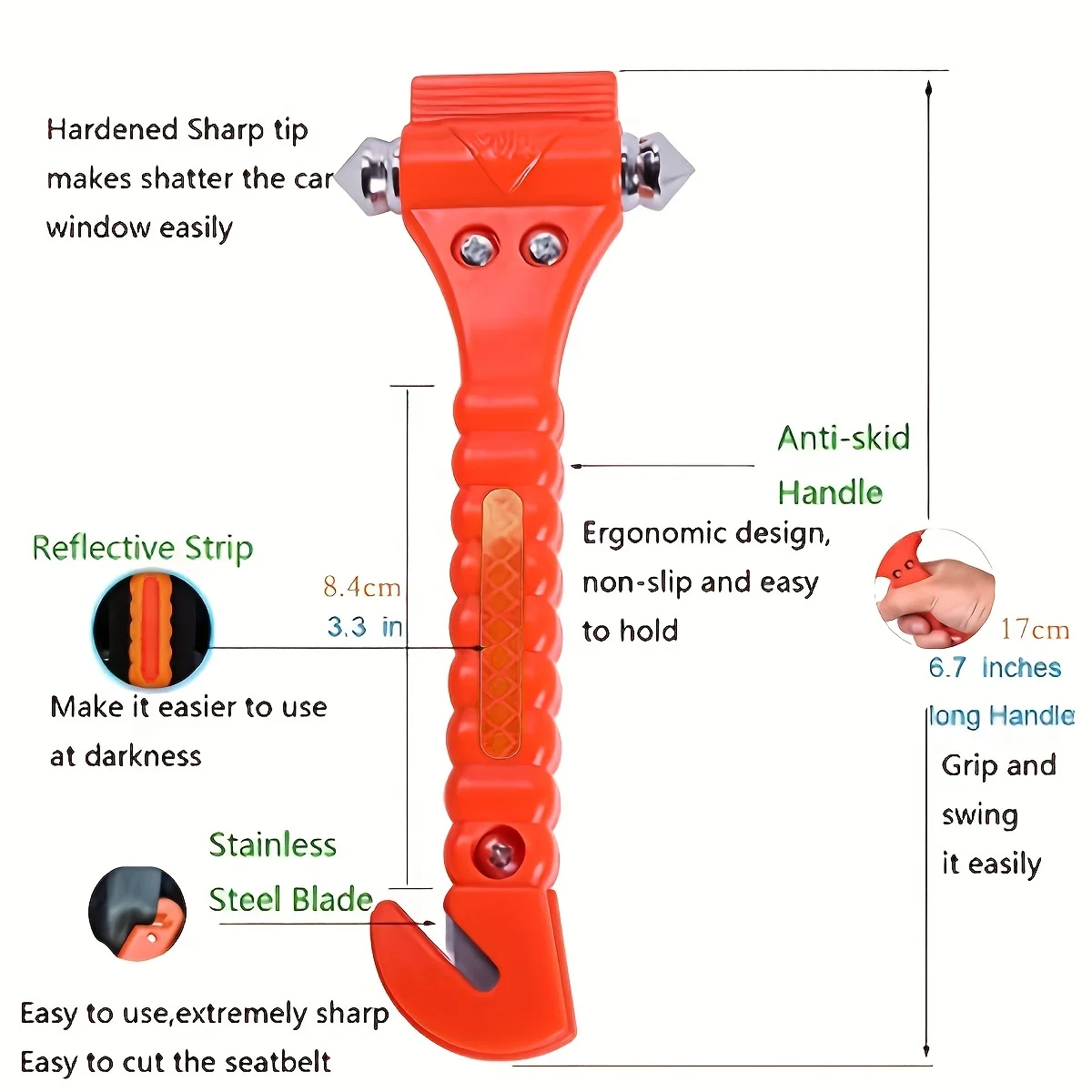 Hot Sale 2-in-1 Emergency Glass Hammer Window Punch Seatbelt Cutter Life Rescue Tools Kit