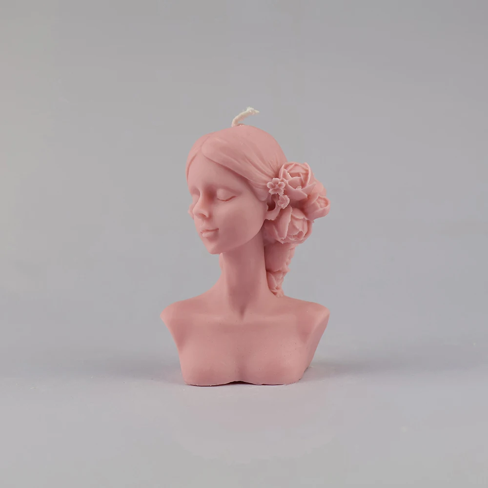 100% soy wax, parafin wax home deco Wholesale DIY Silicone Mold Candle Making Palming Girl Candle Mould Gift