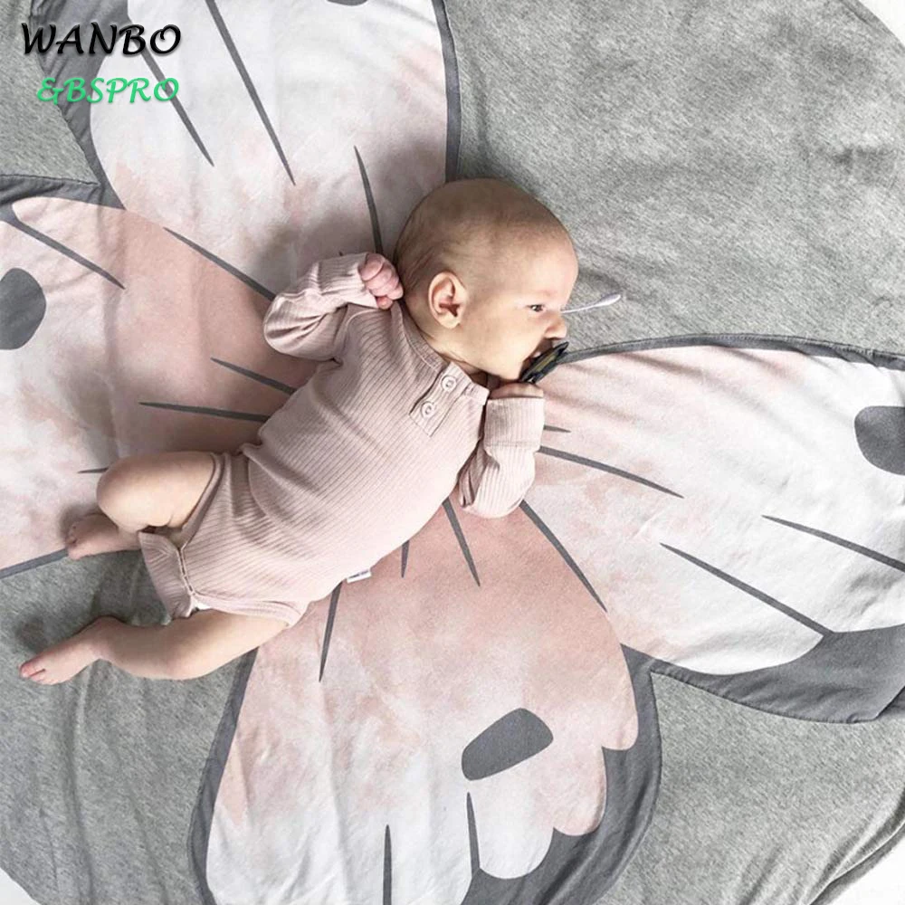 
BSPRO #CCM0405 cuntom printing butterfly polyester soft floor baby play mat 