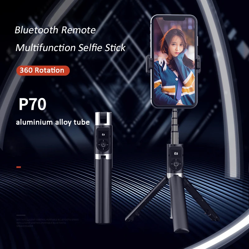 P70 800 см Многофункциональный Анти-встряхивание вертикальный горизонтальный алюминиевый сплав беспроводной Штатив для селфи мобильного
