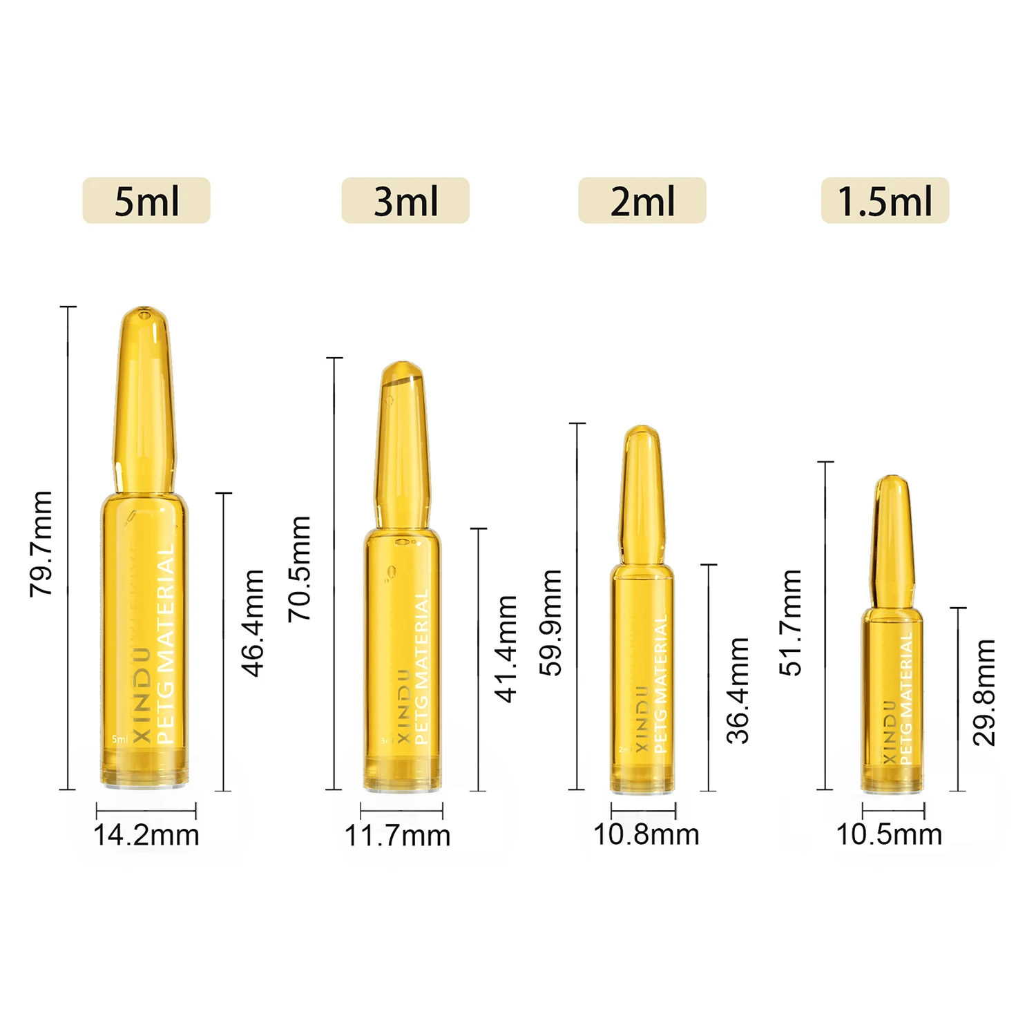High Quality Sterile PETG Ampoule Custom 1.5 ml 2 ml PP Plastic Screen Printing Ampoule Bottle