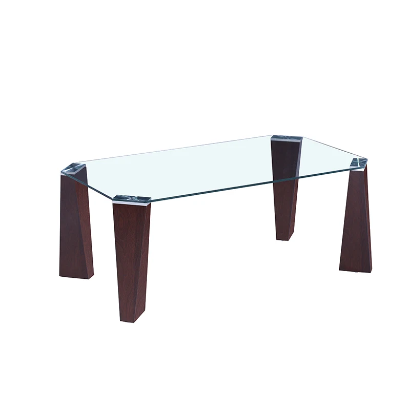 Manufacturer Wholesale Reclaimed wood Legs furniture living room furniture sets Rectangle Durable tempered glass coffee table