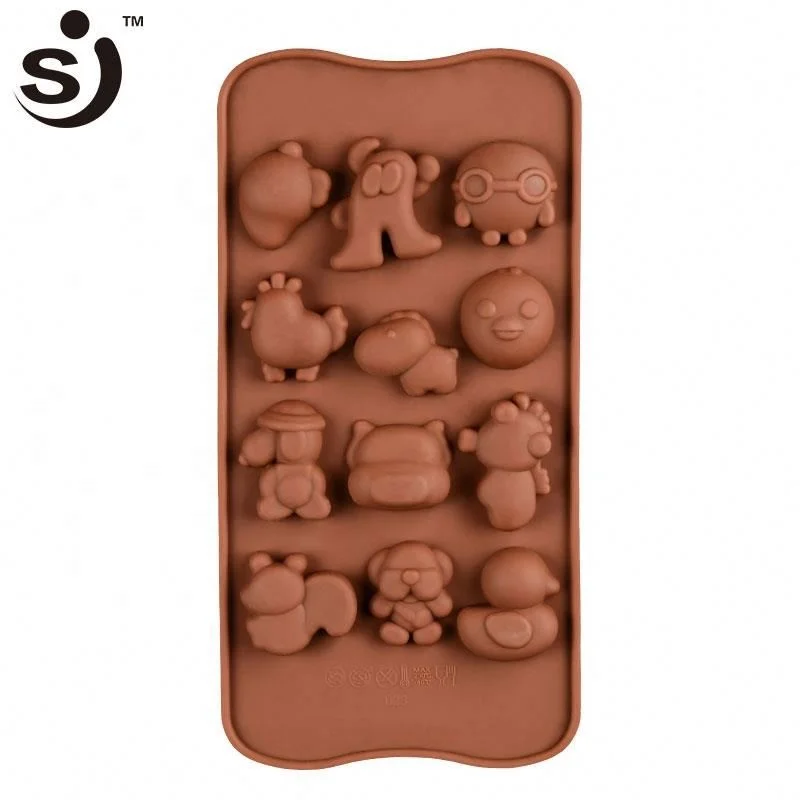 various animal cute duck squirrel shapes silicone chocolate moulds