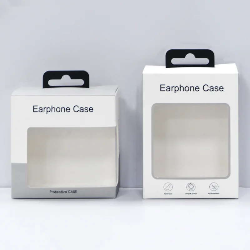 Custom Retail Hanging Charger Data Cable Headset Paper Packaging Box Window Tuck Carton Phone Accessories Packaging Paper Boxes