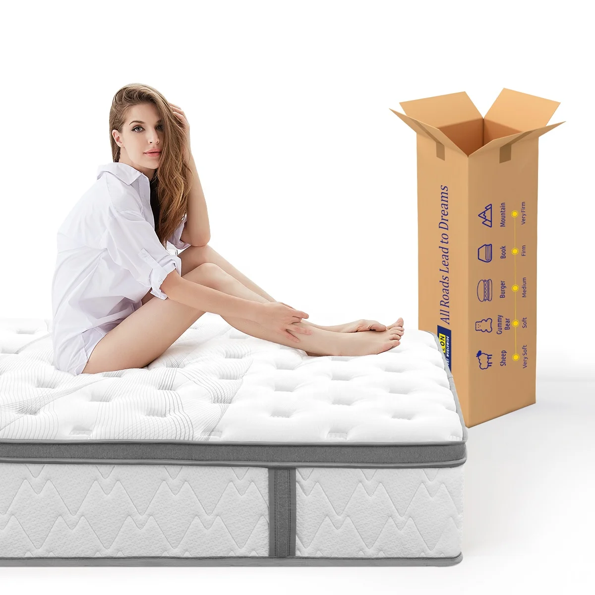 12 дюймов Гибридный гостиничный матрас в коробке королева King Size спиральная пружина кармана кровать