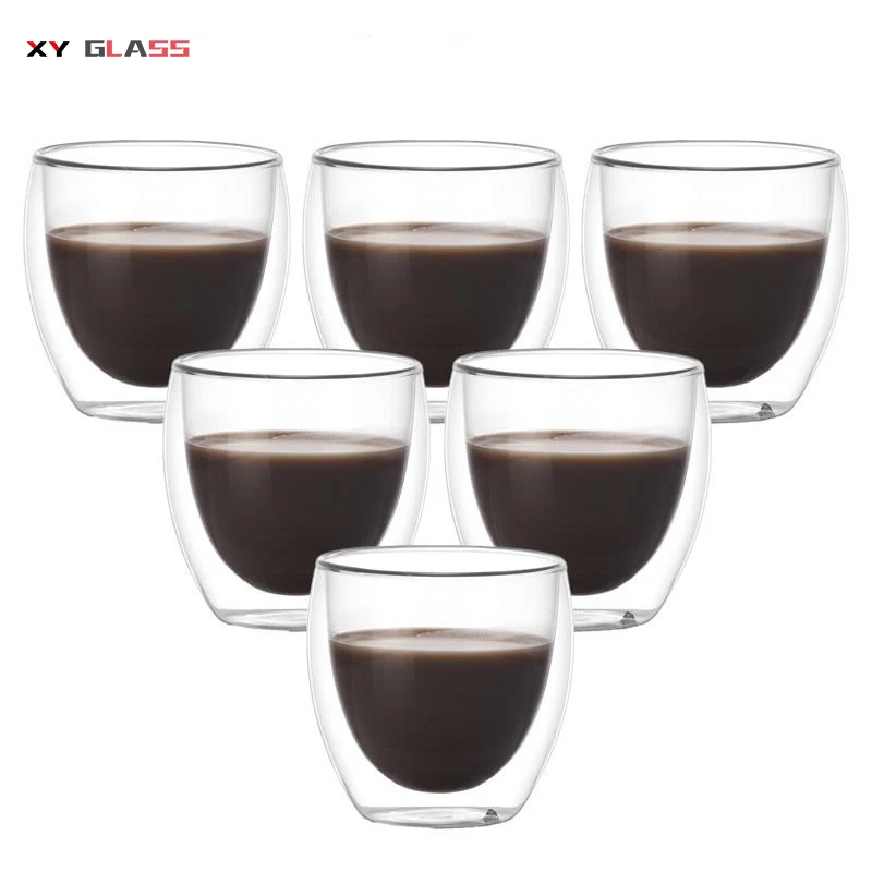 Heat resistant super classical reusable double walled coffee glass cup