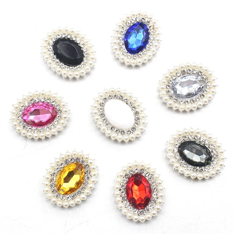 Alloy Crystal Brooch Ellipse Crystal Glass Charm Pendant For DIY Women Earring