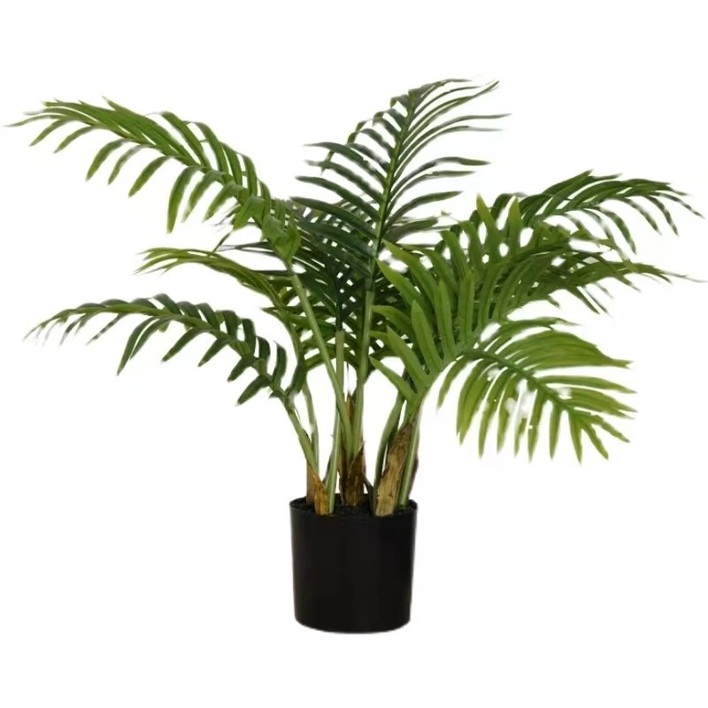 Hourpark Wholesale Green Decorative Artificial Bonsai Palm Tree 2 Pcs Outdoor Indoor Plastic Artificial Plants