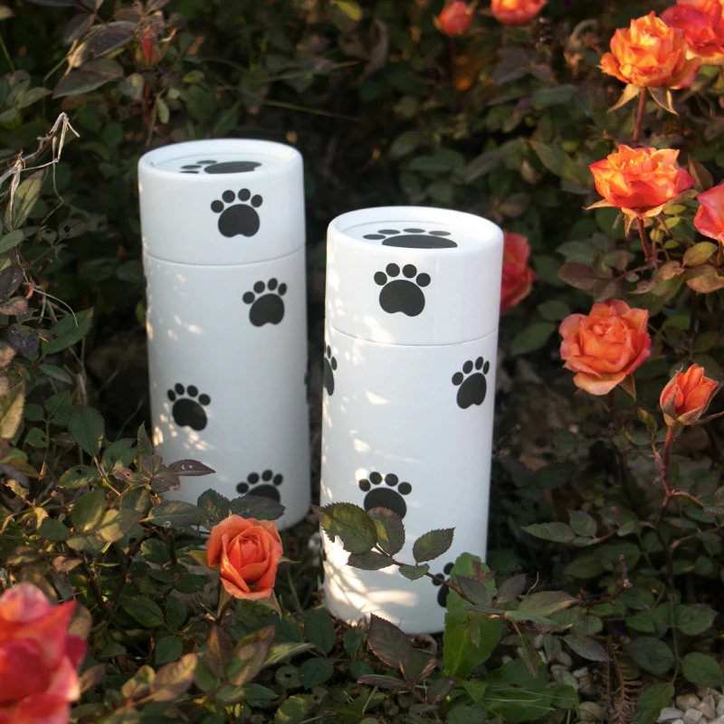 paw printing 100% biodegradable urns papier urna scattering tube pet cremation ashes scattering tube paper pet urn