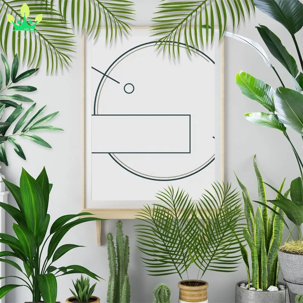 Artificial Palm Leaves Tropical Plants Fronds Faux Leaves with Stem for Tropical Jungle Green Leaves Party Wedding Decoration