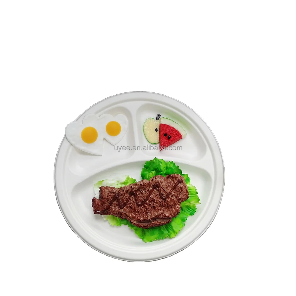 3 Compartment Clamshell 8 inch 9 inch Lunch Box Biodegradable Sugarcane Bagasse Tableware Lunchbox Food Containers