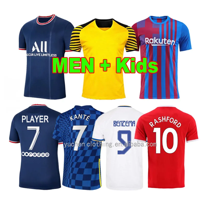 2021/2022 New Season Top Thai Quality Custom Club Team Soccer Jersey Uniform Football Shirts Men + Kids Sets