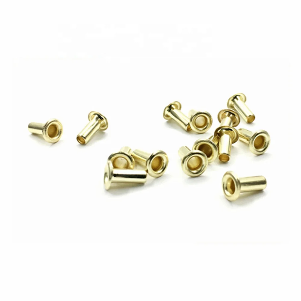 Gold plating metal hollow tubular rivets