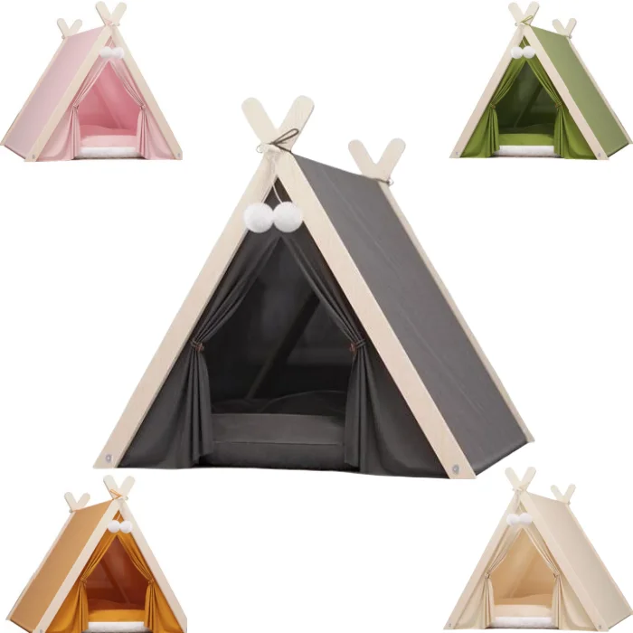2024new	Beige good-looking Strong triangular bracket pet nest	dog house Breathable	tent for dogs	cat bed	chicken teepee