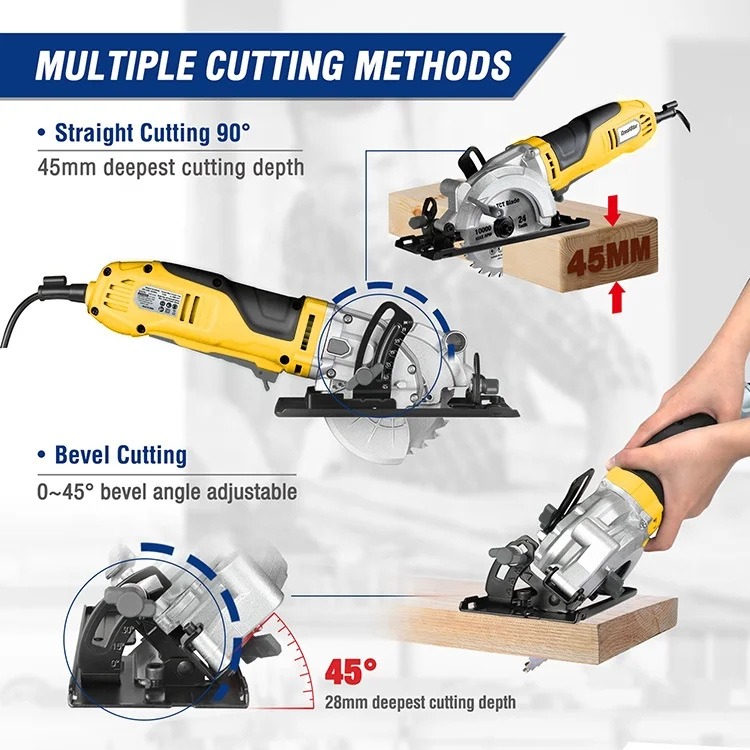 Factory Power Saws 750W electric Multi-function Mini Circular Saw for portable cutting wood/tiles/ plastic/PVC and soft metals