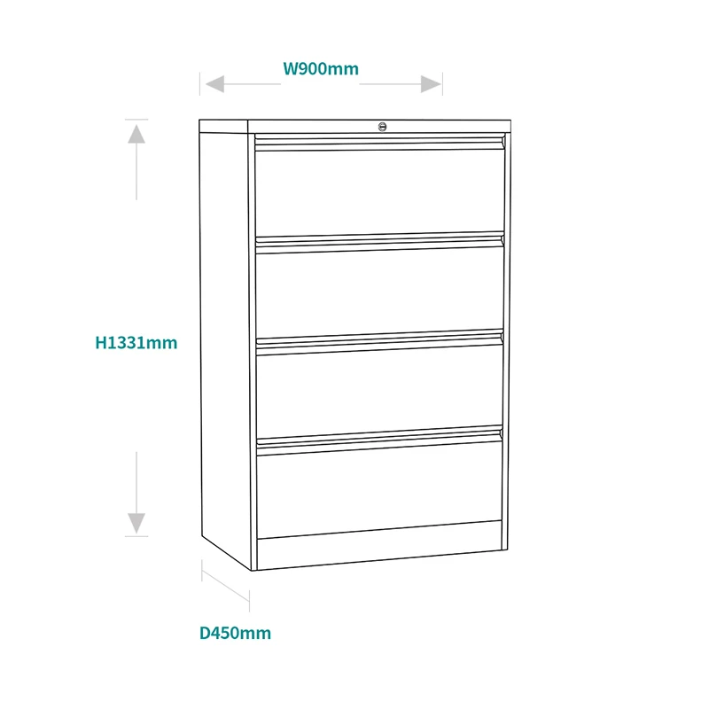 Офисный шкаф для бокового наполнения, металлический 2/3/4 широкий ящик, шкаф для хранения, стальной шкаф для хранения