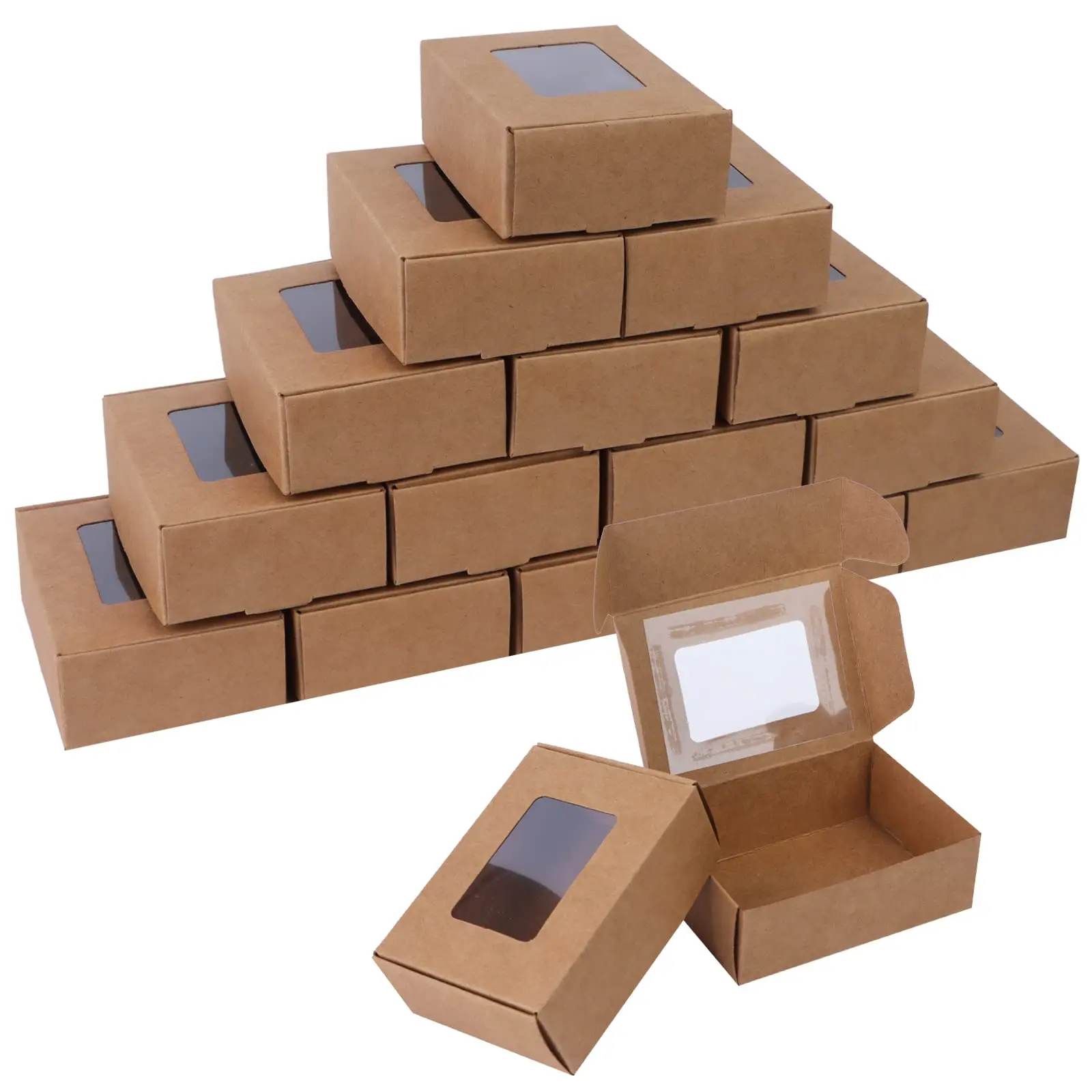 Wholesale High Quality Design Custom Packaging Plain Handmade Kraft Paper Soap Box with Window