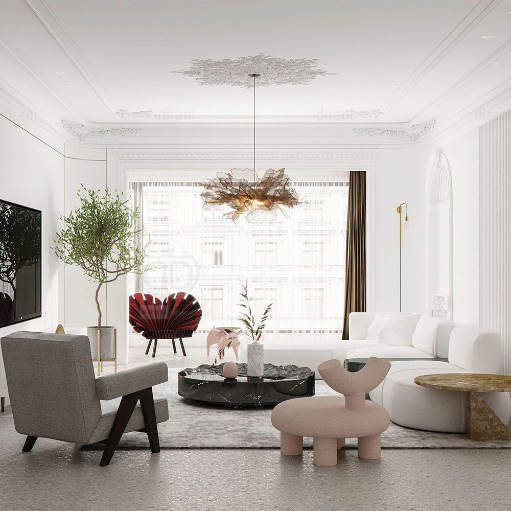 White Curved Boucle Sofa Minimalist Latest  Cloud Nordic Office Velvet Sofas for Home Luxury